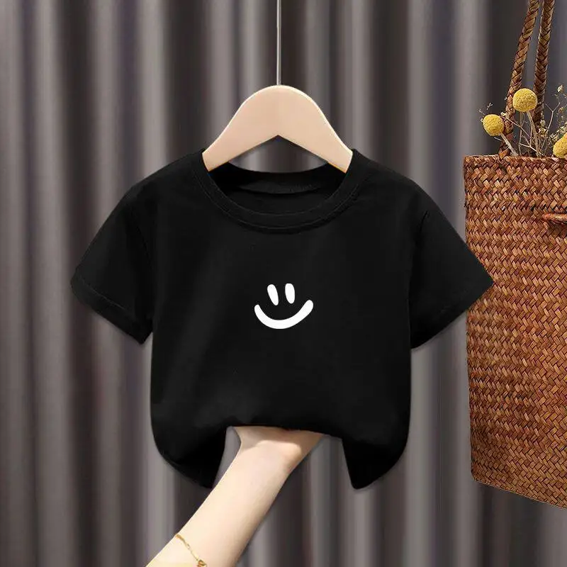Smiling Face T-shirt Short Sleeved Summer Children's Clothing All Cotton Fried Street Hooligan Handsome Parent-child Outfit