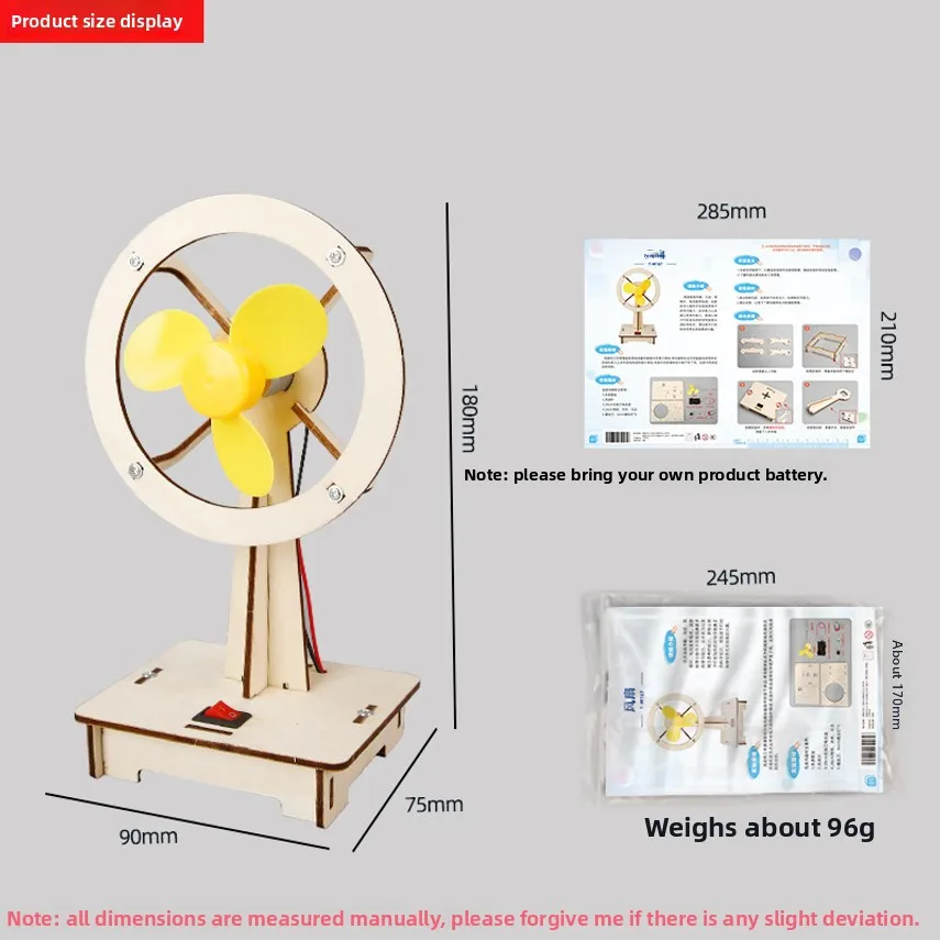Kreativer DIY-Holzventilator für Kinder – Wissenschafts- und Technik-Bastelset für Grundschüler – Pädagogisches handgefertigtes Montagespielzeug