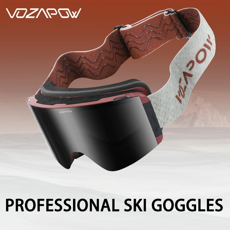 

Vozapow Professional Ski Goggles Magnetic Double Layer Anti Fog HD Adults Skiing Glasses Mask Super View UV400 Snow Sunglasses