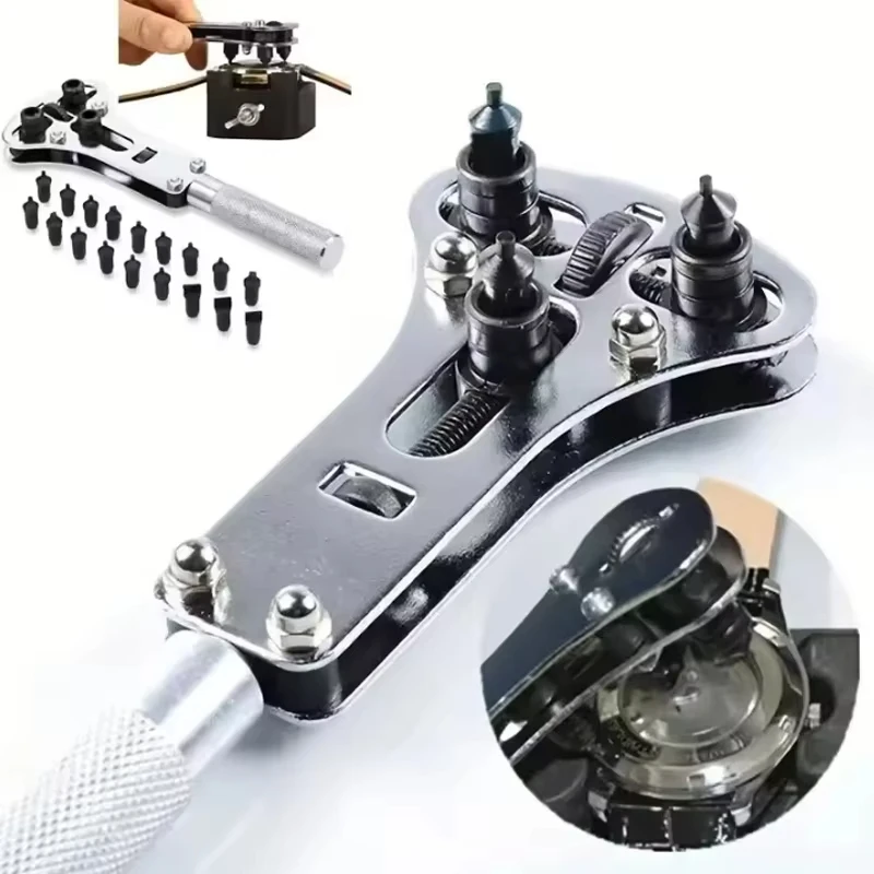 Adjustable 3-Claw Watch Case Driver Screw Wrench Kit - Rear Cover Battery Replacement Repair Tool for Watch