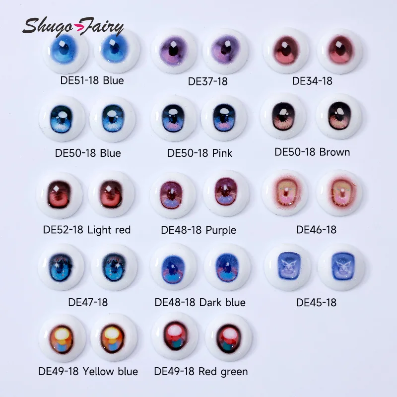 BJD dolls Eyes Anime eyes DE37 18mm 14 colors Handscraft Colourful Doll Accessories 1/3 1/4  for Colored Eyes