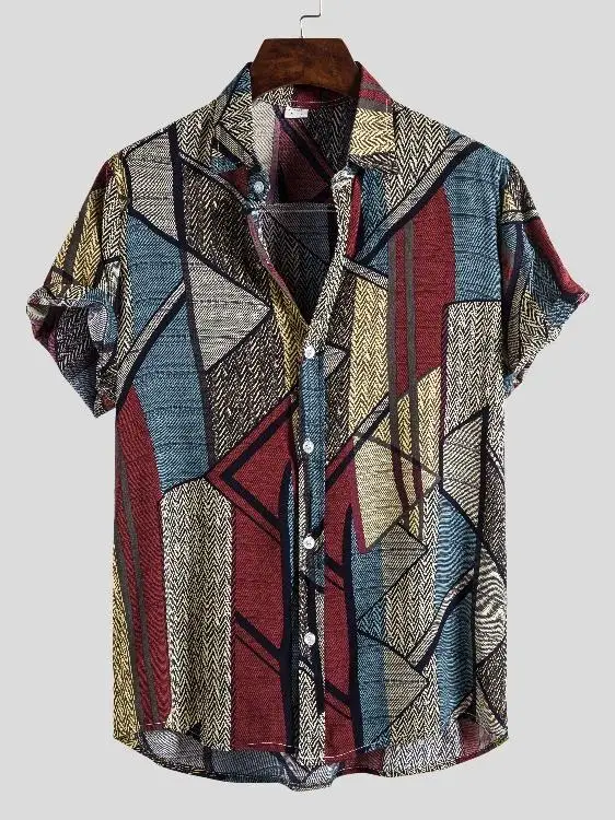 

Мужская футболка ort Sve irt с гавайским цветочным принтом, американский воротник, большие размеры, деловая повседневная летняя одежда из полиэфирного волокна