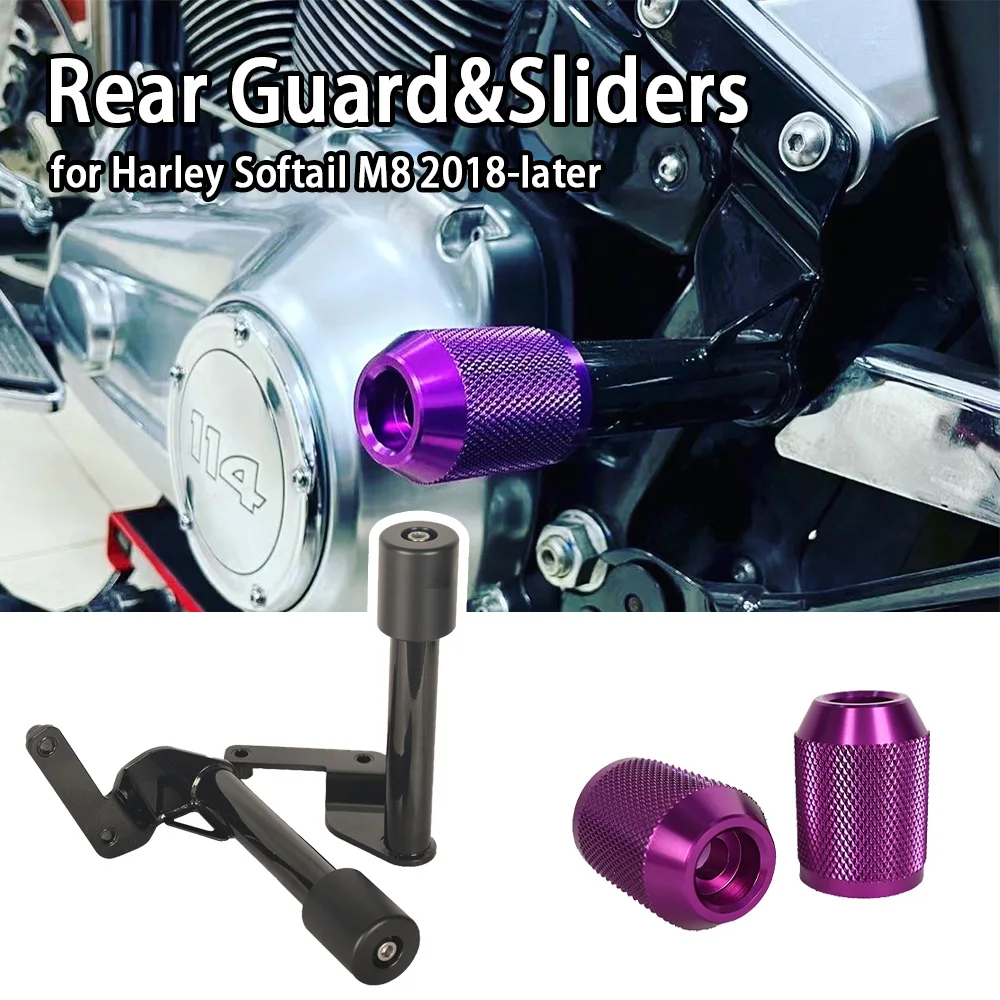 

Motorcycle Accessories Black Solid Steel Rear Guard&Colored Crash Bar Sliders for Harley Softail M8 2018-later