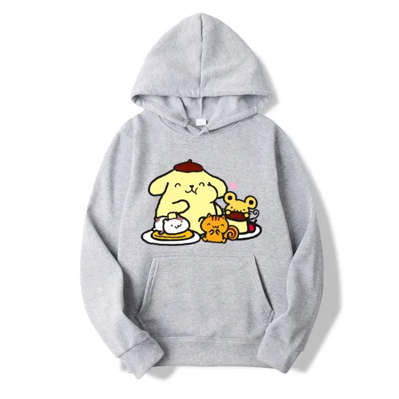 Pompom Purin Cartoon Anime Women Pullover Tops Spring Autumn Men Hoodie 2024 Fashion Yellow Sports Couple Sweatshirt Clothes