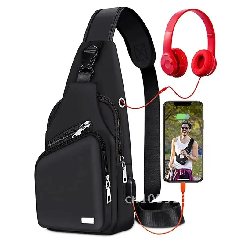 Outdoor Backpack Multifunction Shoulder Bag Men Business Crossbody Charging Bag Handbag Bags Chest Design Chest USB Waterproof