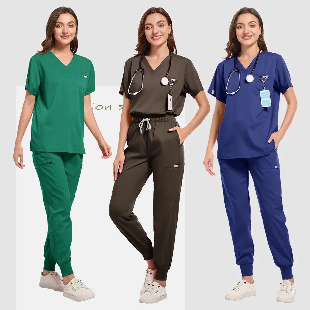 Vícebarevná křoviny uniforma krátký rukáv tops+pants kojící uniforma ženy zvířátko krám doktor drhnout medicinální chirurgie workwear drhnout sada