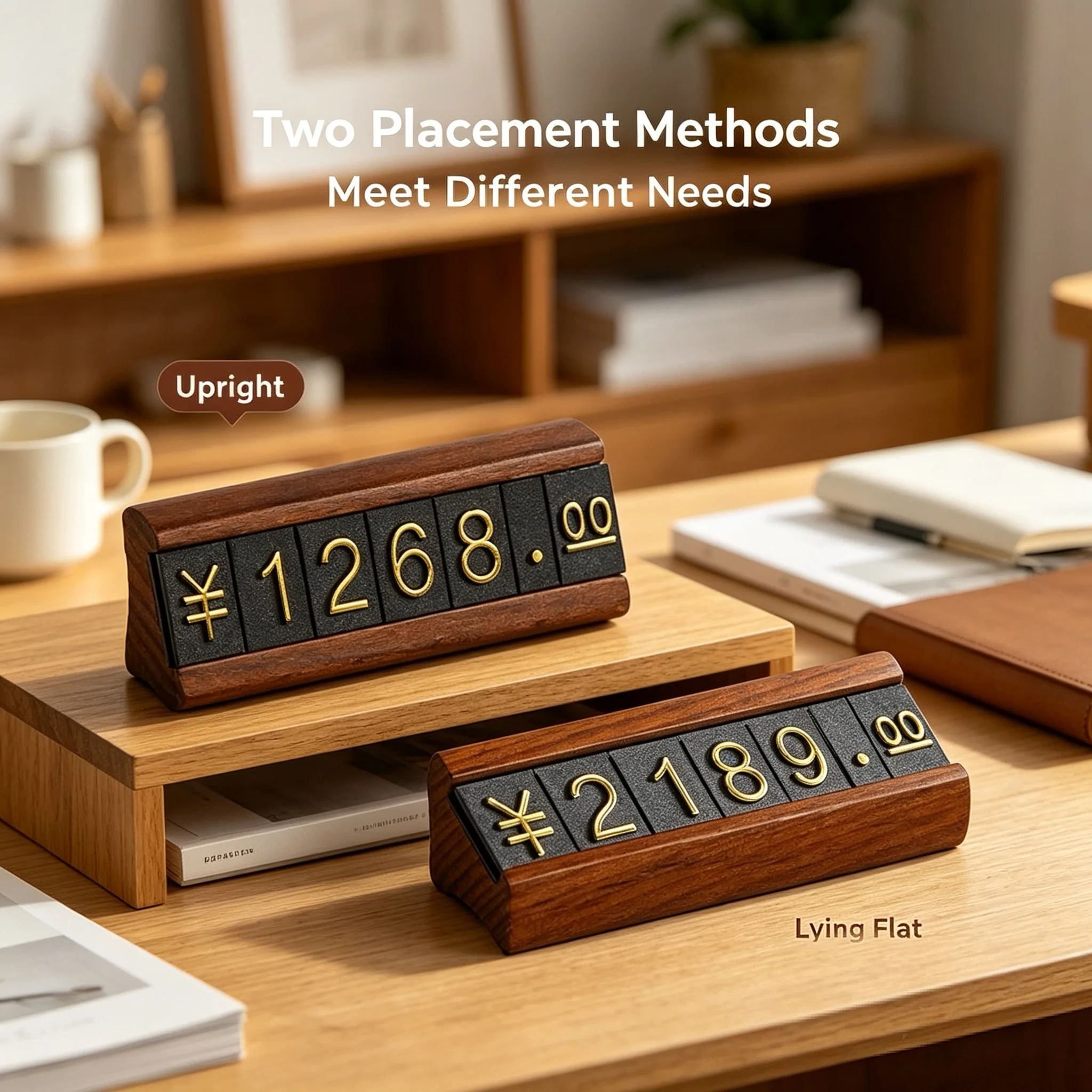 10 Sets Dollar Eur Small Wood Price Label Card Sign Holder Display Stand Adjustable Number Digital Jewelry Price Cube Tags