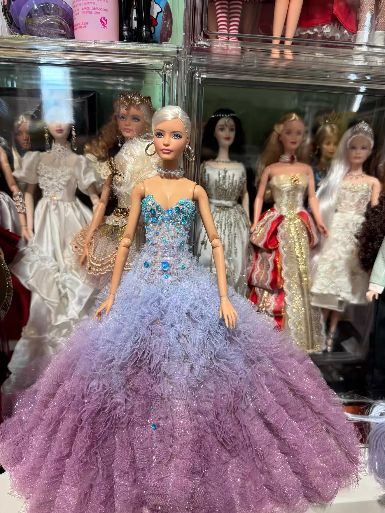 Original Design Luxury Sequin Deep Sea Mermaid Evening Gown Elegant Dress For 1/6 Supermodel Doll 30cm Doll Clothes Accessories