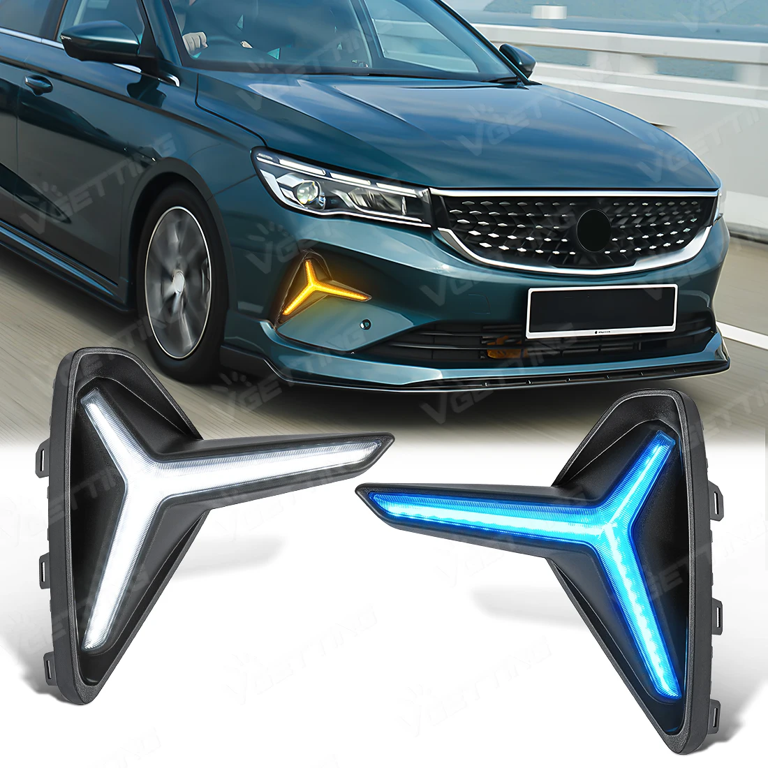 

DRL For Geely Emgrand EC7 DIHAO Proton S70 2021 2022 2023 2024 Led Daytime Running Lights Turn Signal Fog Lamps Car Accessories