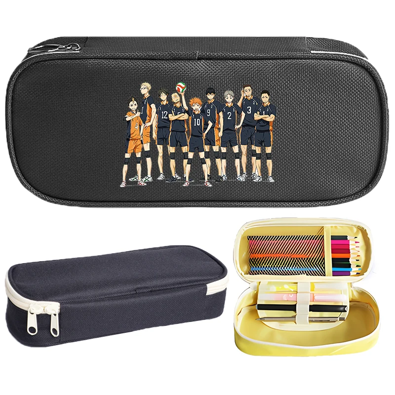 Haikyuu Student Pencil Case Karasuno Shoyo Hinata Movie Anime Cartoon Print Pencil Bag Go School Stationery Portable Storage Bag