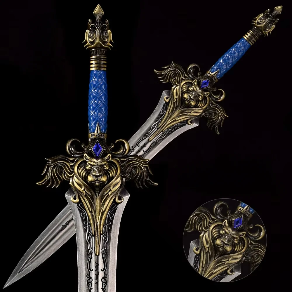 30cm gra World Of Warcraft urządzenia peryferyjne Llane Wrynn głowa lwa miecz wszystkie rzemiosło metalowe Frostmourne broń Model prezenty ozdoby