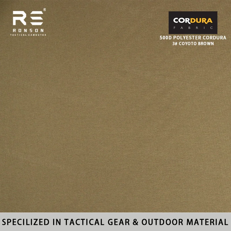 Coyoto Brown CB 500D Polyester Tactical Waterproof Cordura Fabric Eco-Friendly Dyed Outdoor Gear with WR PU Coated Fabric