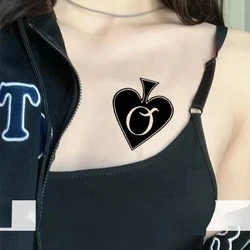 Q of Spades Tattoos Waterproof Temporary Tattoo Stickers Tatouage Stitch Fake Tatoo Body Art Flash Tattoo Henna Tatoo Men