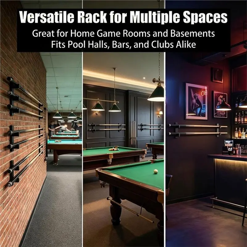 HOTB72A Billiard Cue Racks 1 Pair Pool Stick Holder Wall Mount Pool Stick Rack Baseball Bat Bracket