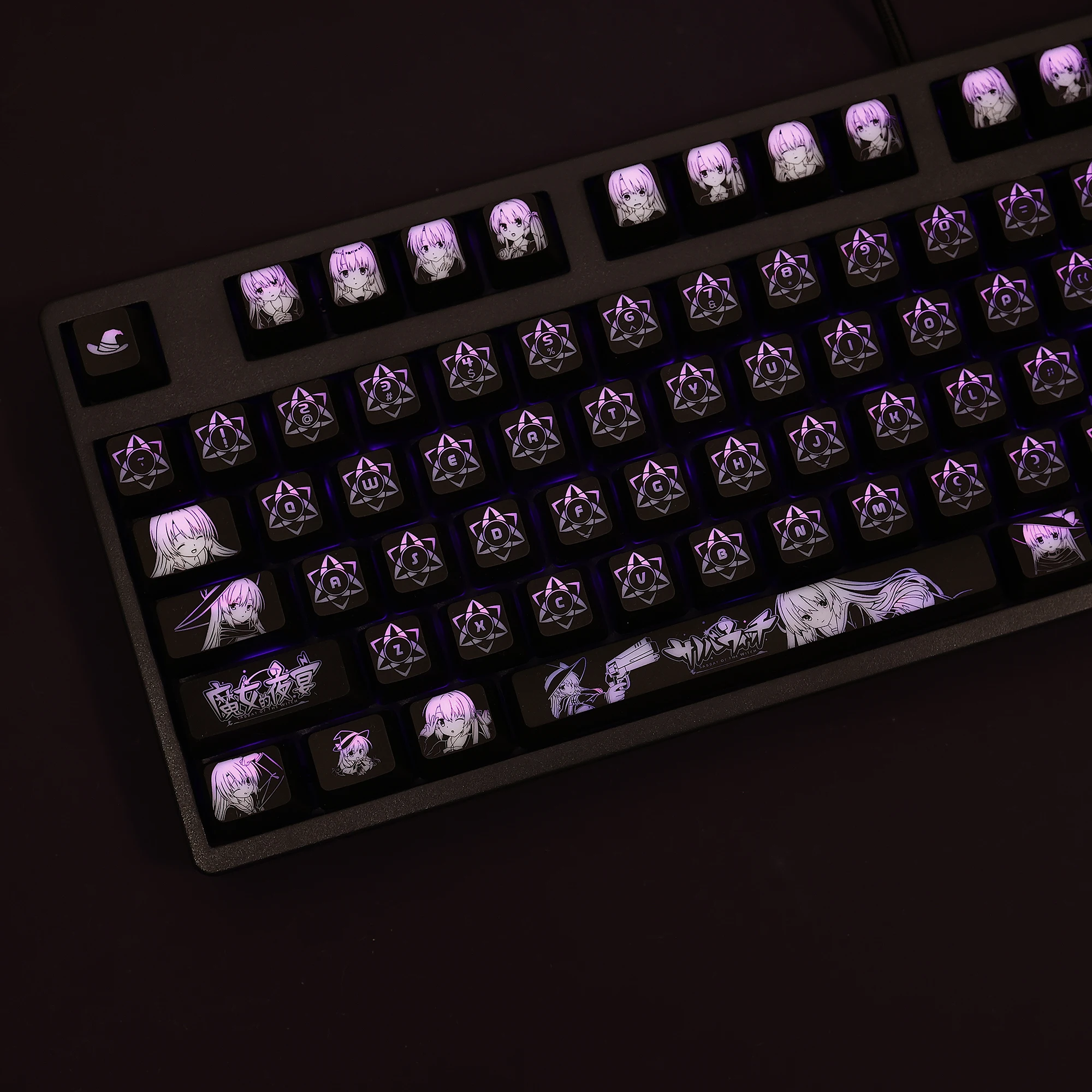 104 Keys/Set Game Sabbat of the Witch Ayachi Nene Backlit Keycap SWS Black Hole Mechanical Keyboard Keycaps for Corsair K70 K95