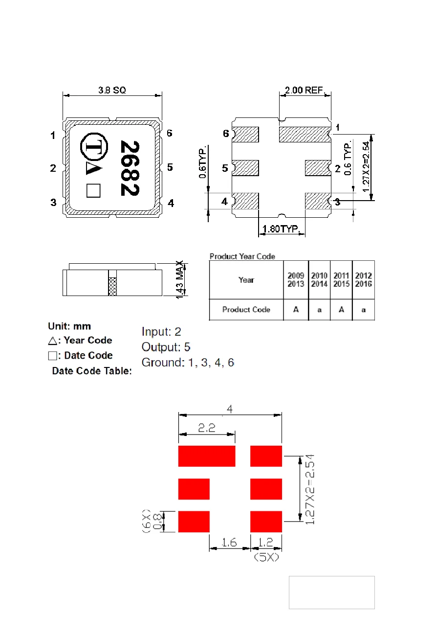 (10 قطعة) رمز TA2682A 2682 مرشح أصلي جديد 654 ميجا هرتز معبأ SMD SAW