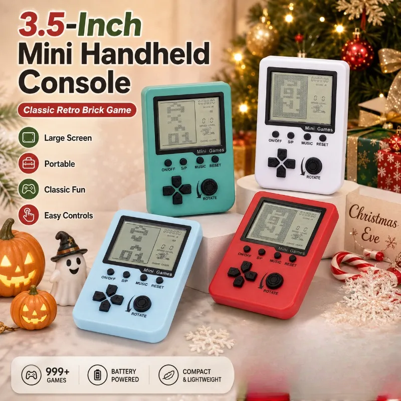 Mini Portable Retro Handheld Game Console 3.5 Inch Large Display Classic Tetris Video Game Entertainment Device