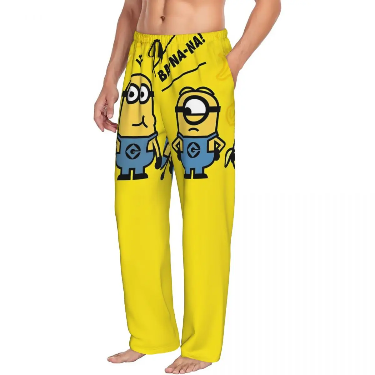 مخصص M-المنينز بيجامة السراويل ملابس خاصة للرجال حزام مطاط الأصفر كبسولة على شكل صالة النوم قيعان مع جيوب #2