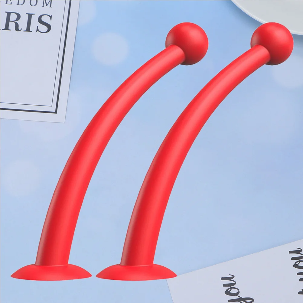

1Pair Silicone Decor Antenna Suction Cup for Motorcycle Bicycle Cute External Accessories Red