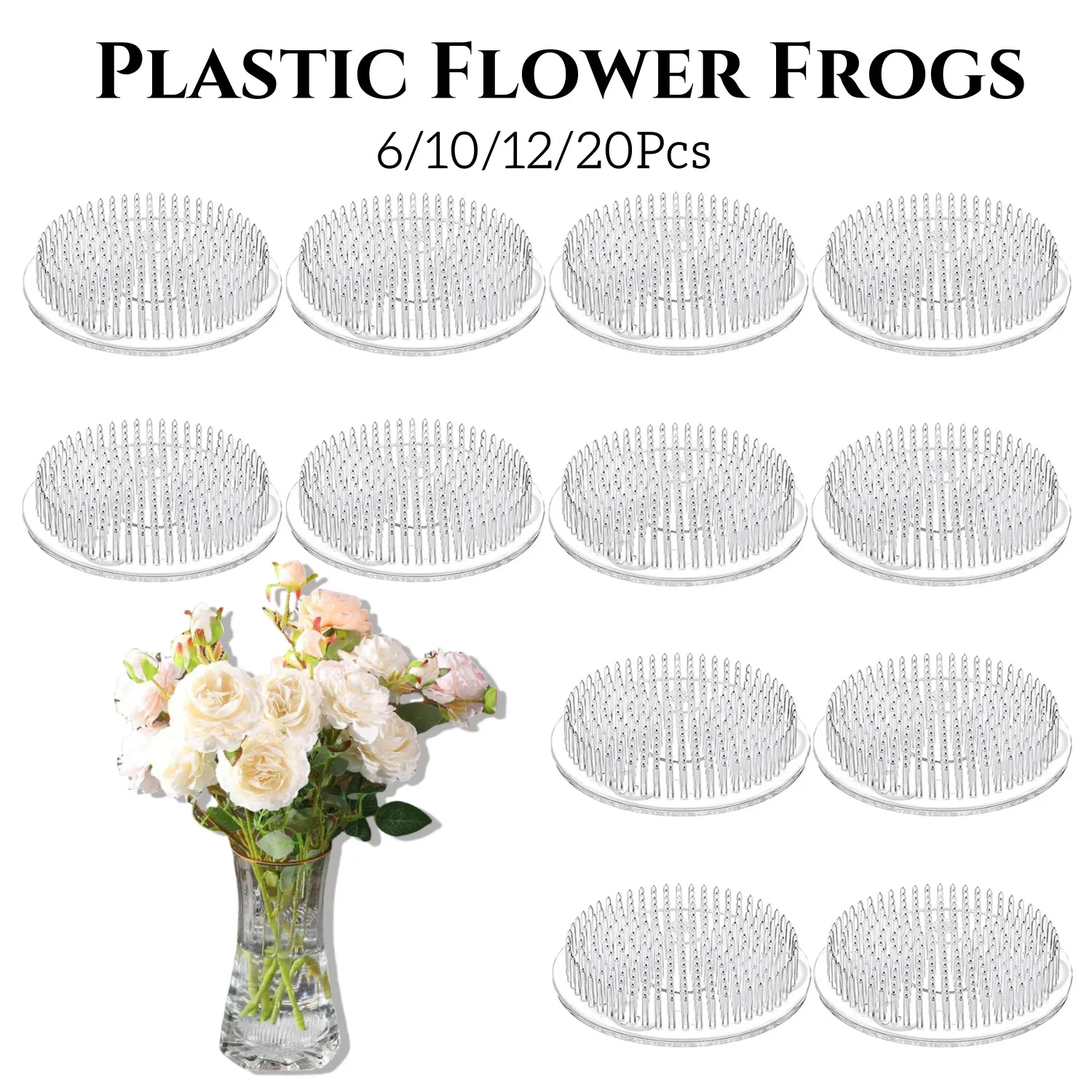 6/10/12/20Pcs Plastic Flower Frogs Clear Floral Pin Frogs for Home Garden Wedding Plant DIY Decor Arrangement Holder