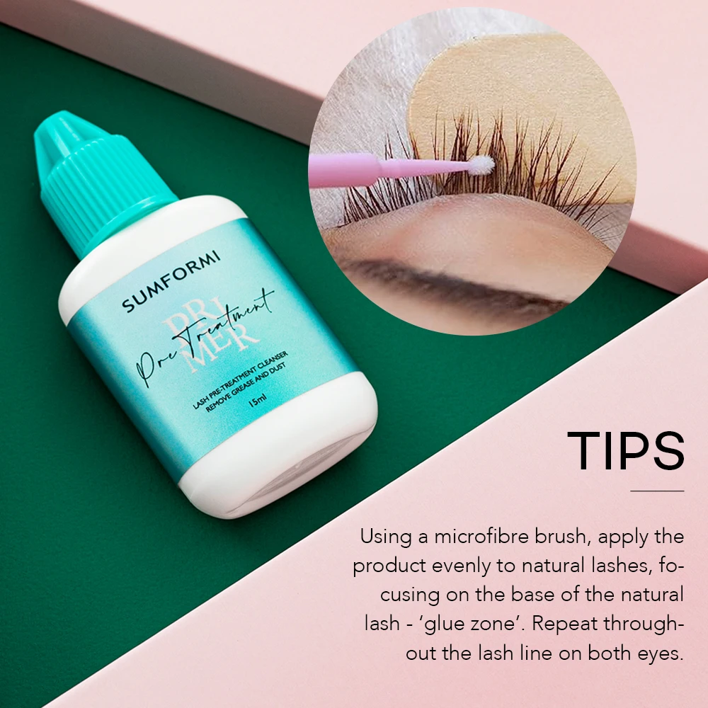 Sumformi 15ml Deep Clean Eyelash Primer Pre-treatment Super Bonder Glue Help Acceleator Aloe No Irritation Bond Eyelash Primer