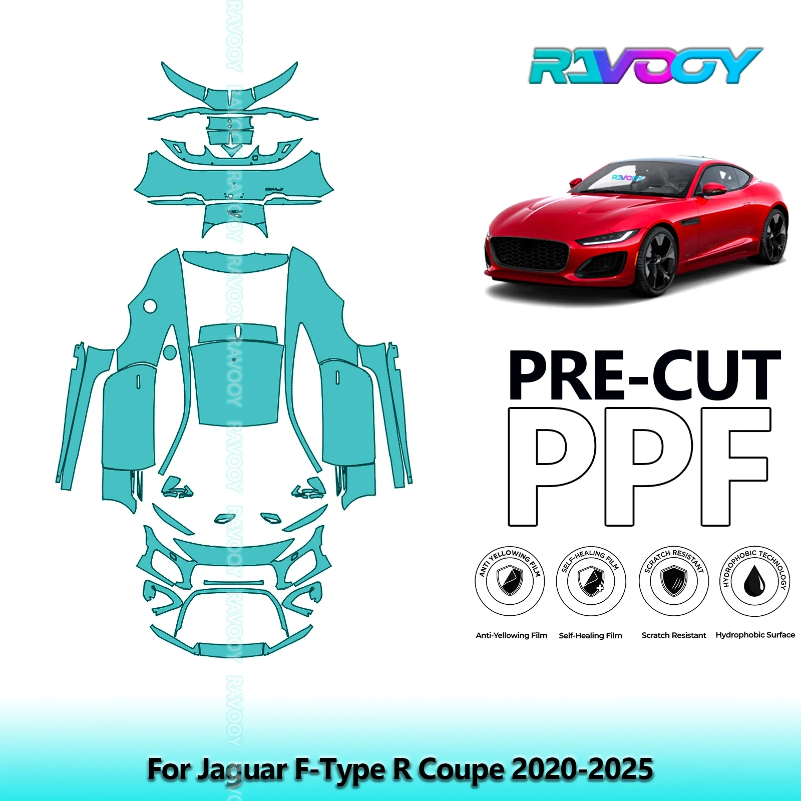 

8.5Mil Precut PPF Paint Protection Film Full Vehicle For Jaguar F-Type R Coupe 2020-2025