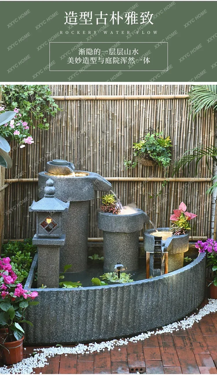 A XZQPastoral rockery fish pond circulating water fountain landscaping outdoor courtyard garden water feature decoration