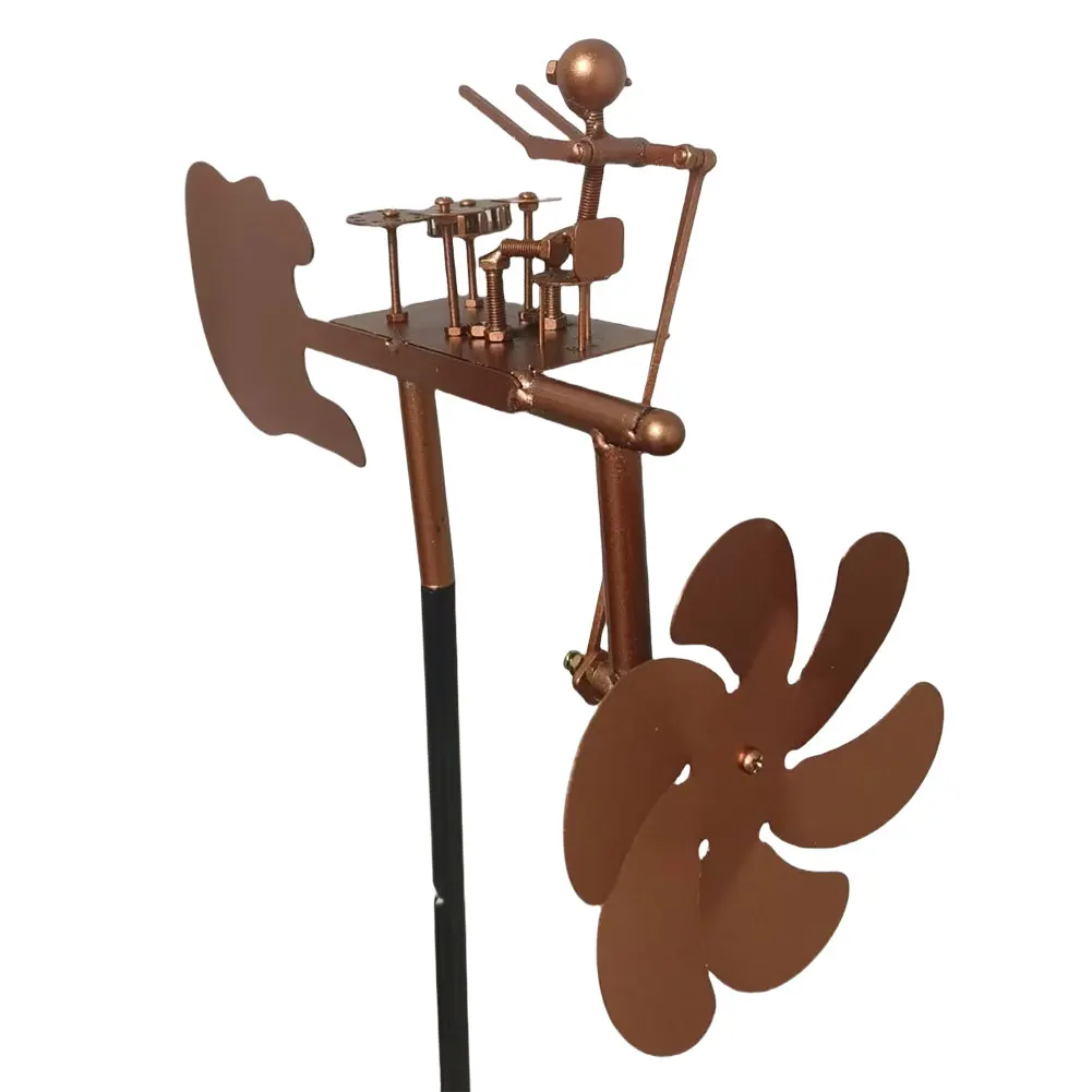 

Metal Wind Spinner Beat The Drums with The Wind Decorative Wind Power Rock Art Statue for Garden Yard Patio Lawn Porch Backyard