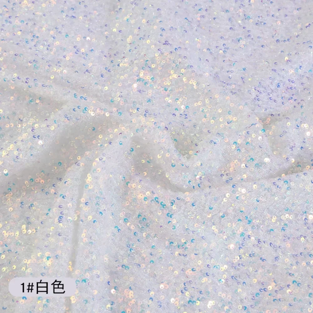 Colorful Flashing Sequins Fabric Mesh Wedding Celebration Decoration Skirt Wedding Dress Stage Clothing Fabric By The Yards