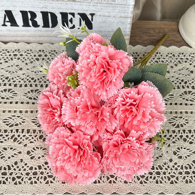 7-köpfiger künstlicher Nelkenstrauß – künstliche Blumen, für Tischdekoration zu Hause, Hochzeitsdekoration, Partydekoration und Weihnachtsgeschenke – Detail 7