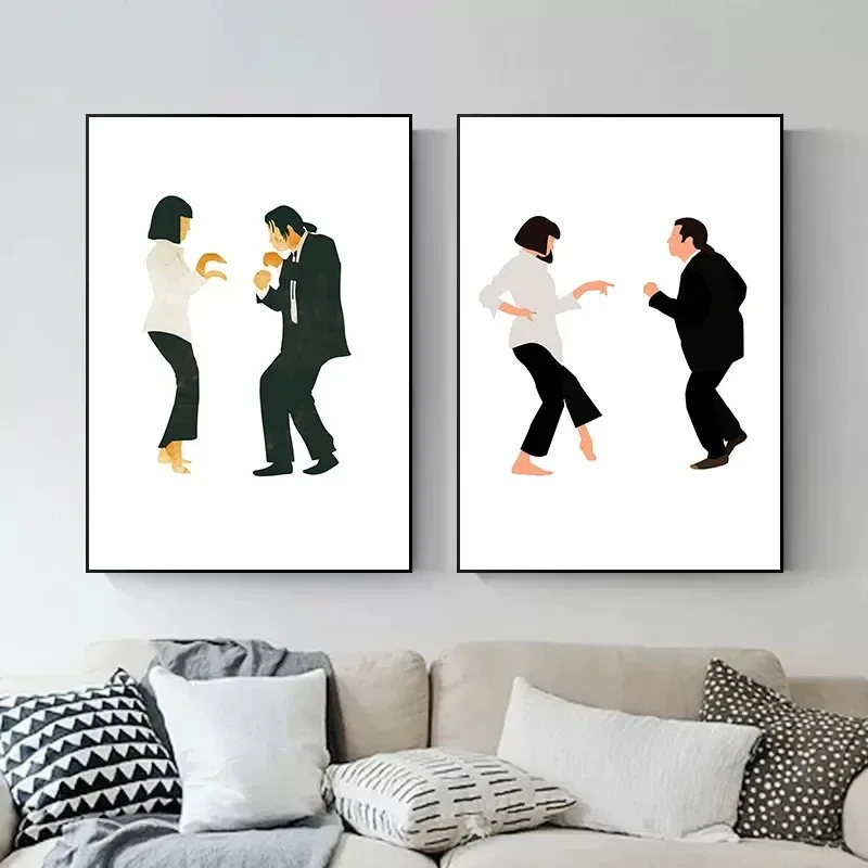 Classic Movie Pulp Fiction Poster Print Jack Rabbit Dance Canvas Painting Minimalist Wall Picture Living Room Home Decor--