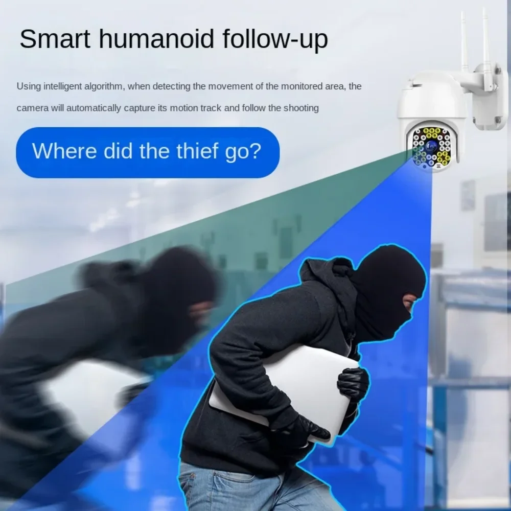  كاميرا أمان لاسلكية بعدسة مزدوجة تتبع تلقائي خارجي مقاوم للماء IP66 للرؤية الليلية كشف الحركة البشرية #4