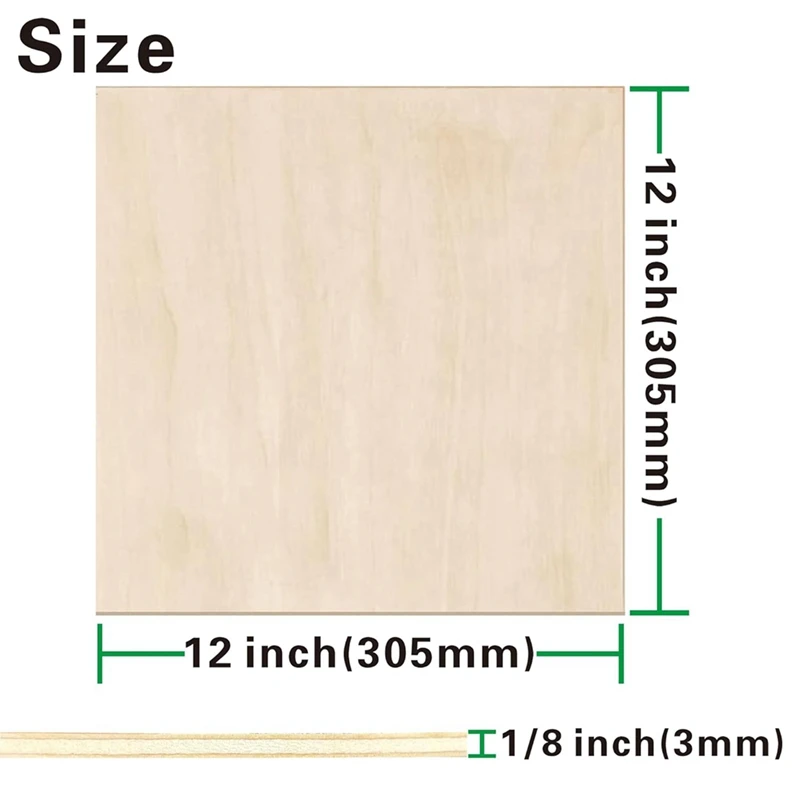 Basswood Sheets 12 Pack,12X12x1/8Inch Plywood Sheets,3Mm Basswood For Laser Cutting,Laser Engraving Blanks,Drawing