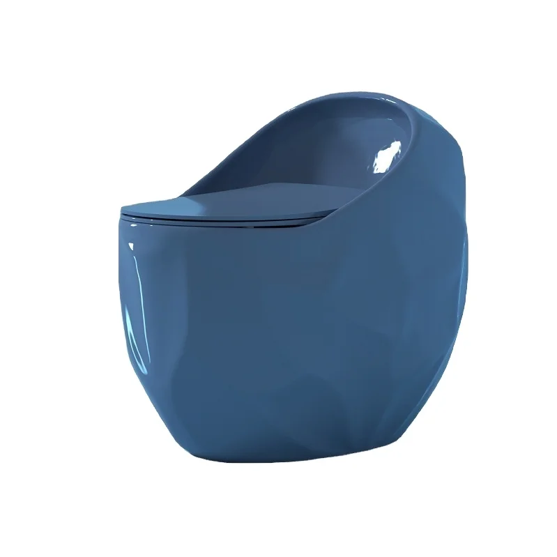 Custom Blue Egg-Shaped One Piece Ceramic Toilet Dual-Flush Modern Design Floor Mounted WC S-Trap For Hotels Villas Elongated