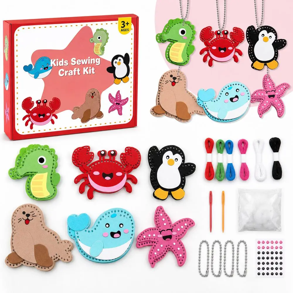 Nonwoven Felt Felt Craft Set Pre-Punched Pieces Cartoon Pattern Sewing Craft Set Stuffed Hanging Chain Sewing Craft Toy