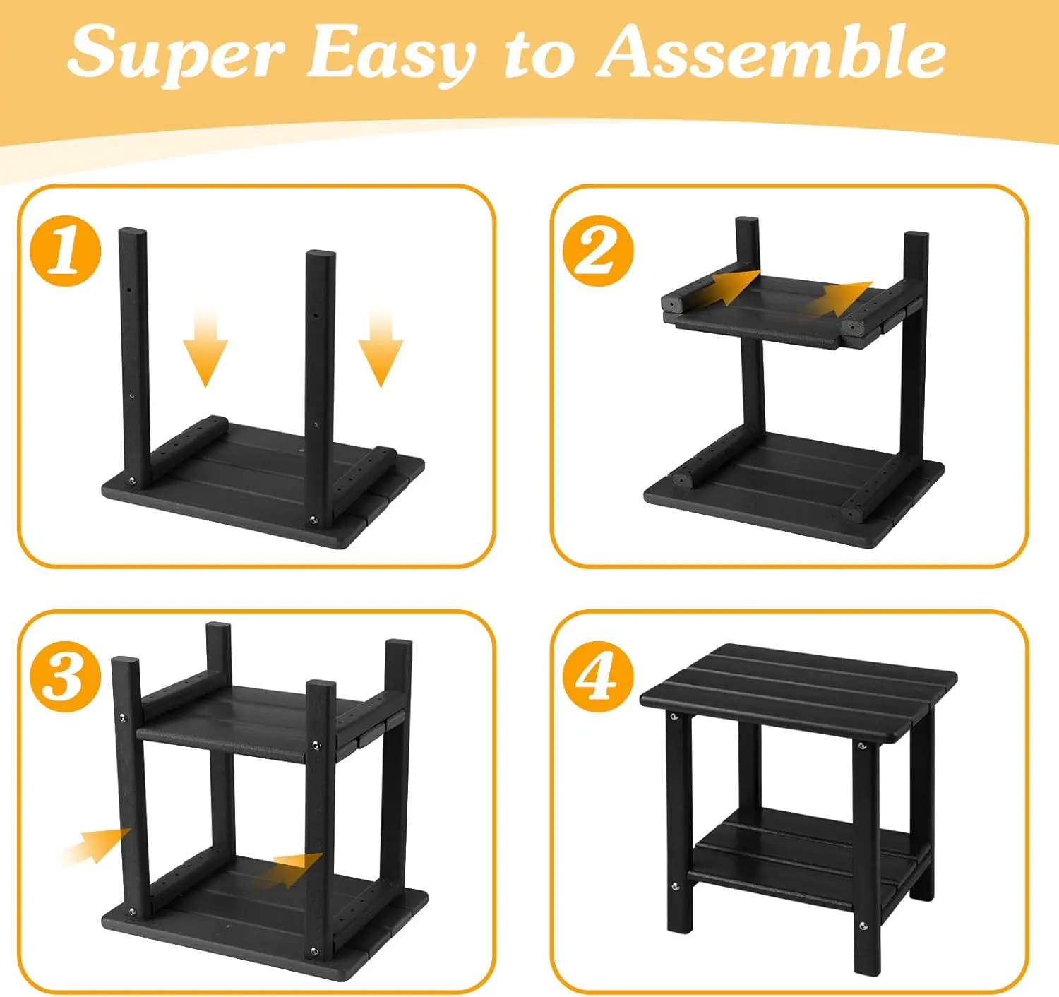 Outdoor Side Table, 2-Tier Sturdy Patio End Table Weather Resistant, 16.5" Solid Side Table for Patio, Pool, Porch·Free Shipping