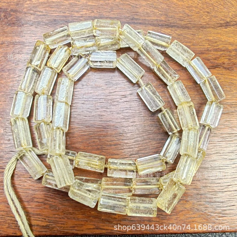 Antique and miscellaneous collectibles, aged white crystal hexagonal long beads, tube beads, accessories, old beads, loose beads