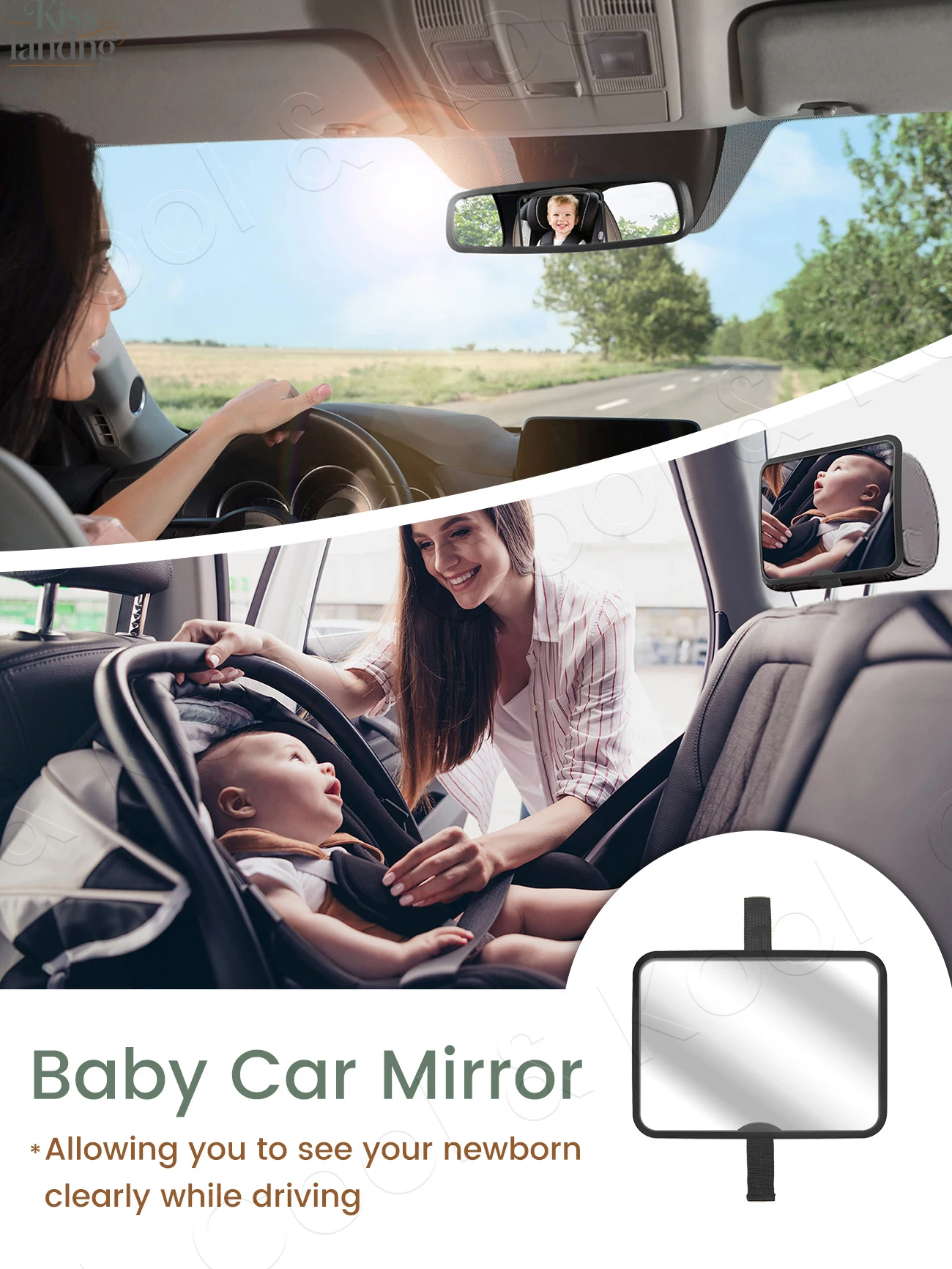 New Style Wide-Angle Baby Car Mirror, Square Rear Seat Safety Monitor for Baby & Child