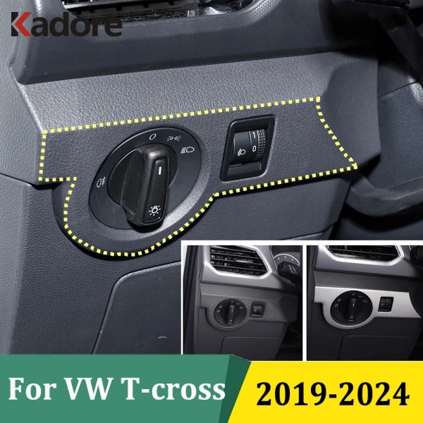 

Для Volkswagen T-cross Tcross 2019-2022 2023 2024, внутренняя фара, регулировка переключателя, накладка, автомобильная наклейка, аксессуары для стайлинга