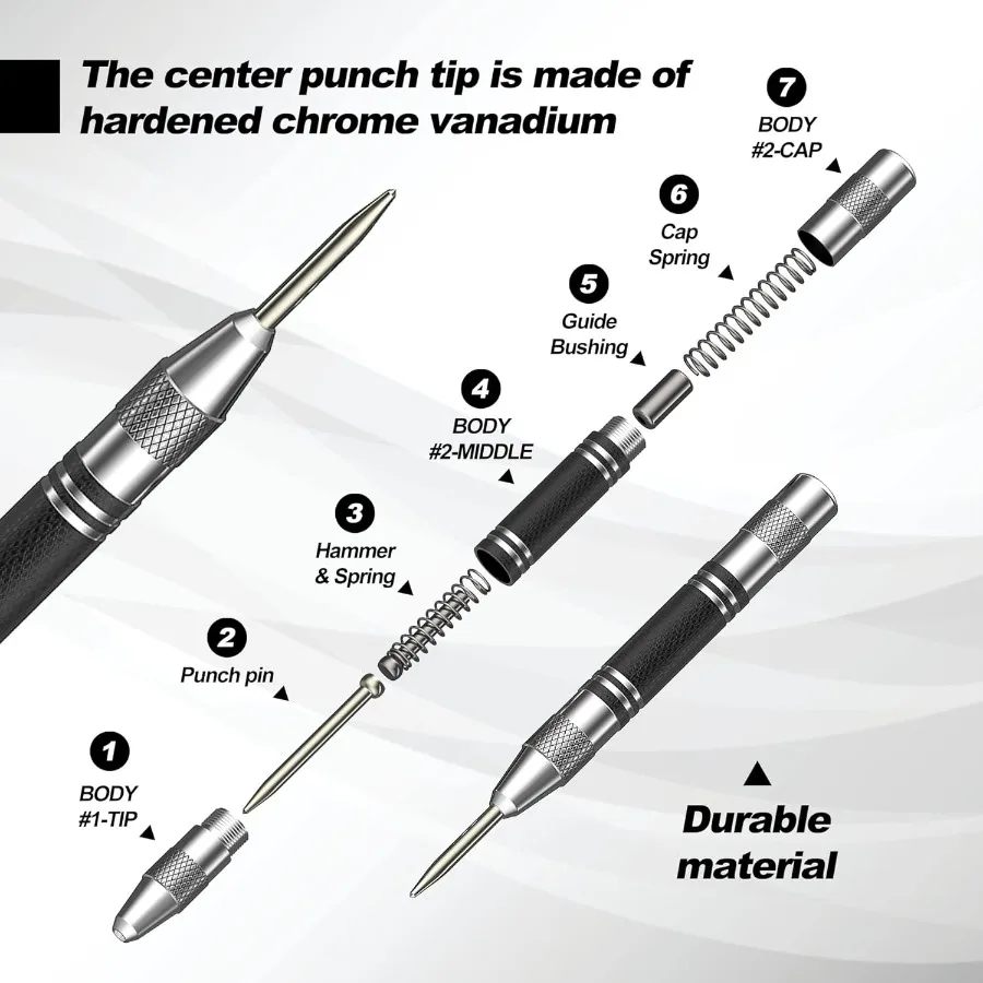 2 عبوة من ثقب المركزي الأوتوماتيكي مقاس 5 بوصات عالي التحمل من الفولاذ المحمل بنابض مع توتر قابل للتعديل لـ Precision Mar #3