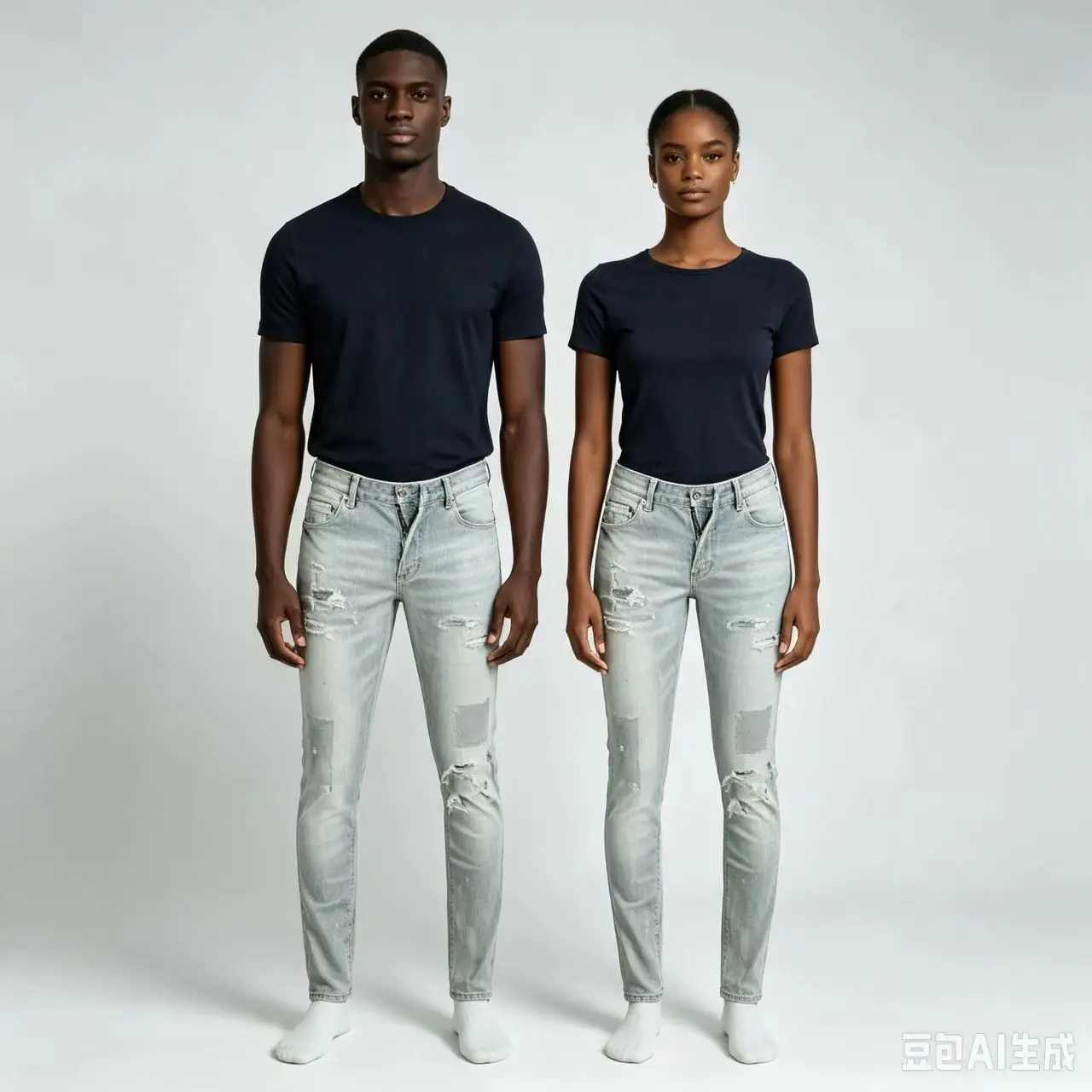 Men's Retro Slim Fit Jeans Elastic Waist Trendy Gray Tapered Y2K Style Ripple Splicing Street Fashion Pants