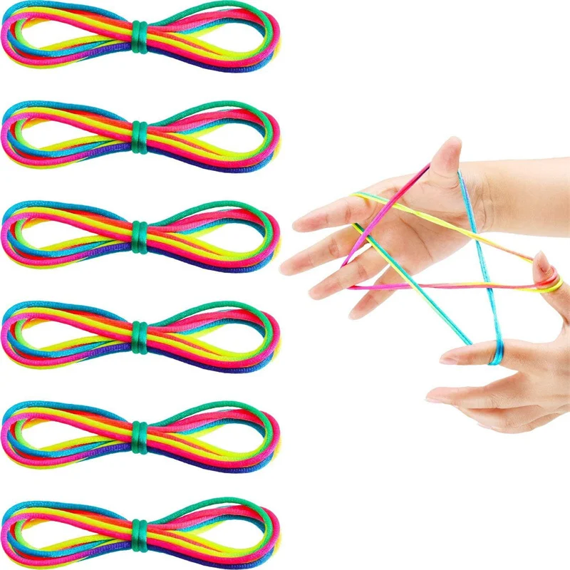Rainbow Color Cradle String Finger Games Classic Rope Thread Toy Ropes Hand String Puzzle Game Create Toy Supplies