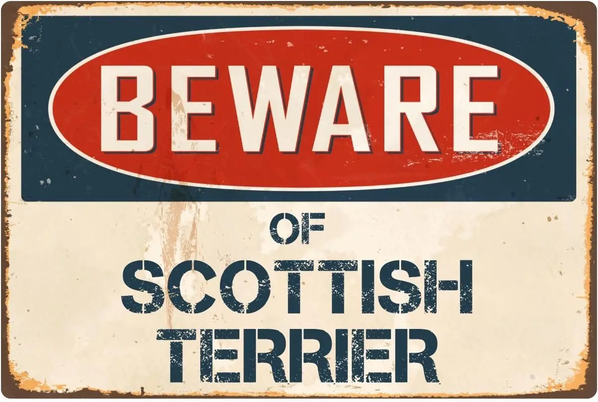 StickerPirate Beware of Scottish Terrier 8” x 12” Vintage Aluminum Retro Metal Sign VS374 sign