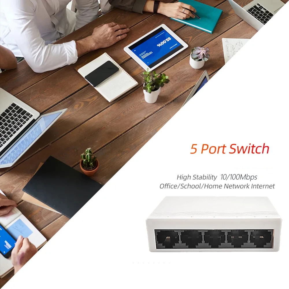 10/100Mbps Netzwerk-Switch 5-Port Ethernet-Switch Internet-Verteiler Desktop RJ45 Hub – Detail 5