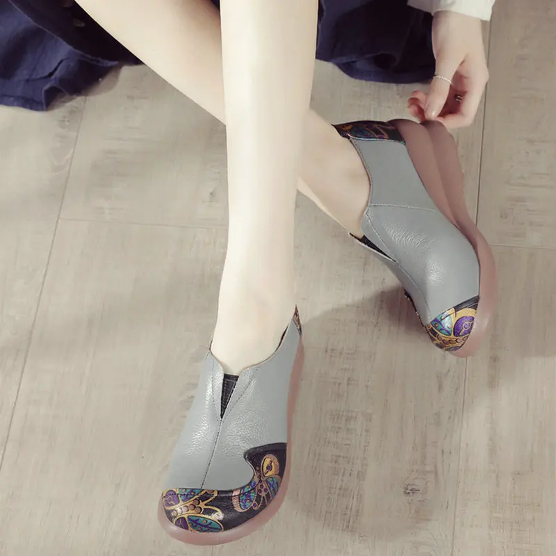 2025 Spring Autumn Women Genuine Leather Slip On Casual Flats Shoes Ladies Waterproof Wedges Platform Shoes Women's Pumps image 2