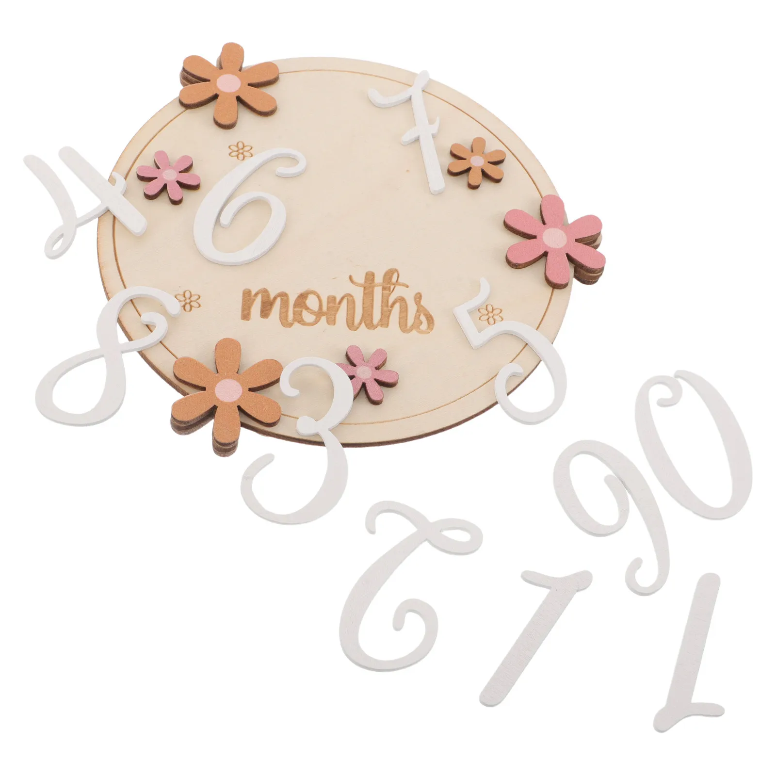 Flower Baby Monthly Signs Wooden Growth Tracker Cards Newborn Photo Props Milestone Announcement Keepsake Growth Signs Monthly