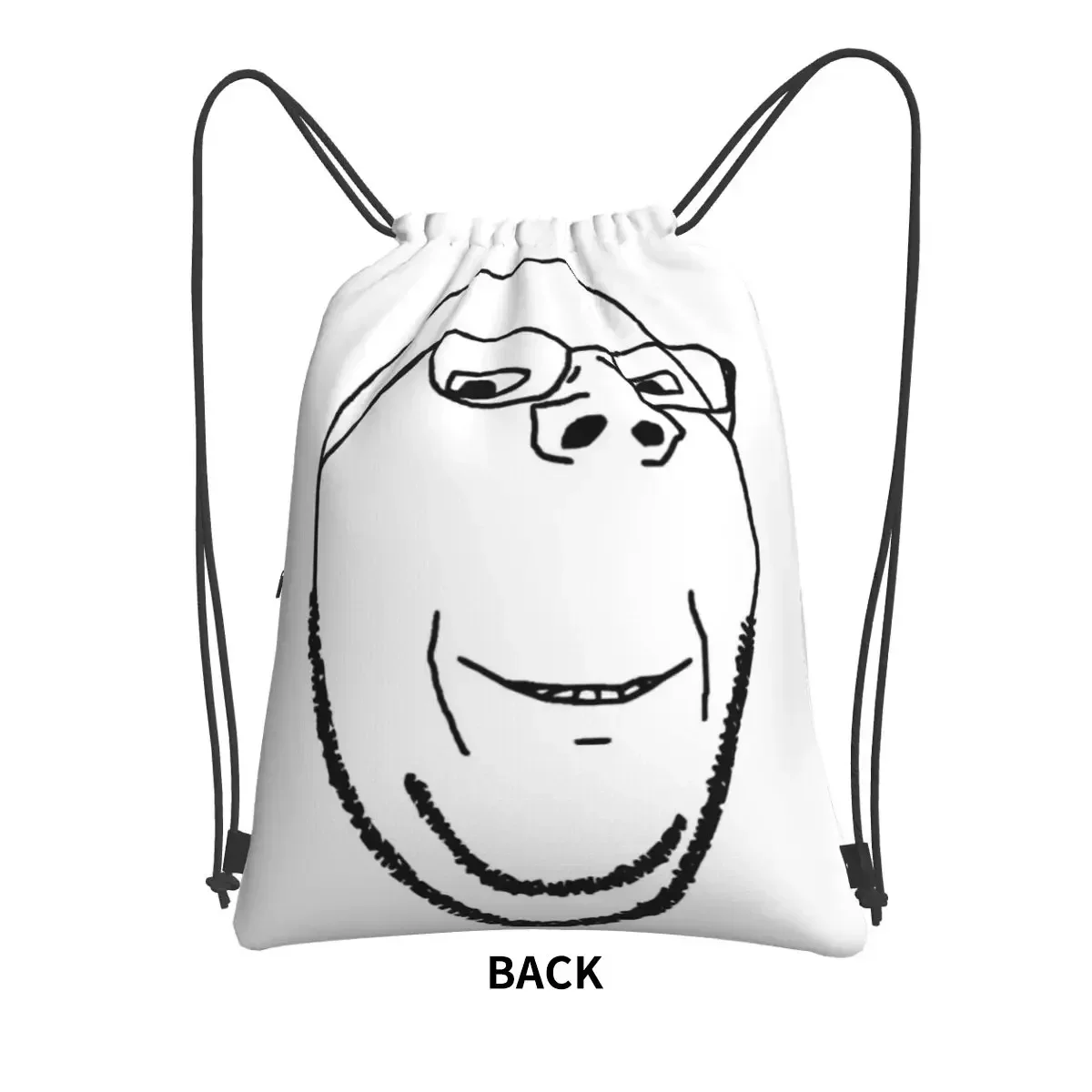 Smiling Wholesome Wojak Soyjak Portable Backpacks Drawstring Bag Drawstring Bundle Pocket Sundries Bags For School Students