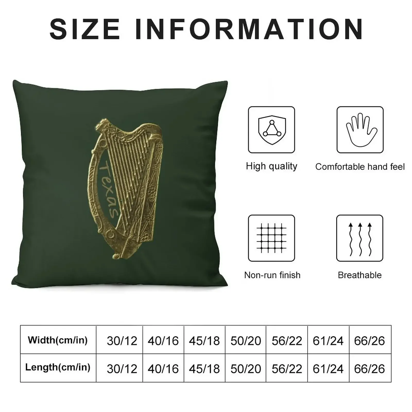 The Texan Irish Harp Throw Pillow autumn decoration Elastic Cover For Sofa pillow