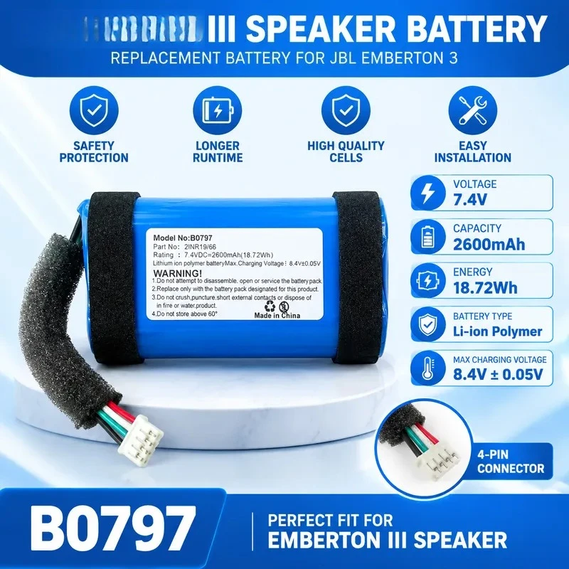 B0797 2600mAh For Marshall EMBERTON III 3rd Generation Audio Battery Replacement