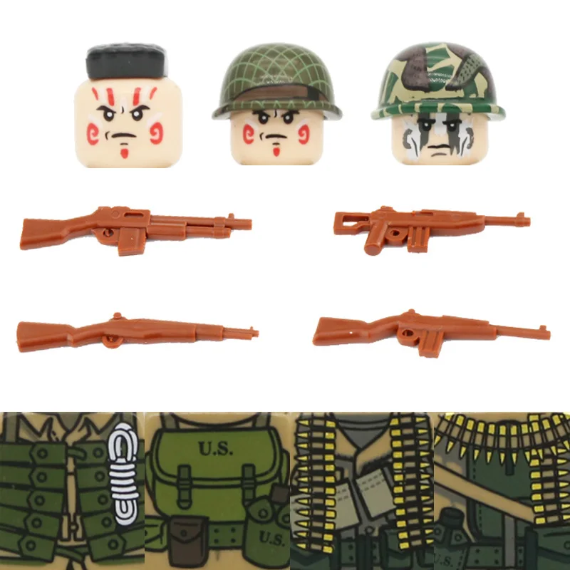 

Military Figures Marine Corps Building Blocks WW2 Soldiers US 101st Airborne Division Helmet Weapon Bricks Children Toys Gift